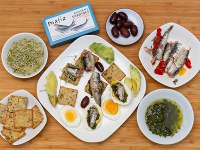 Mediterranean style snack with sardines